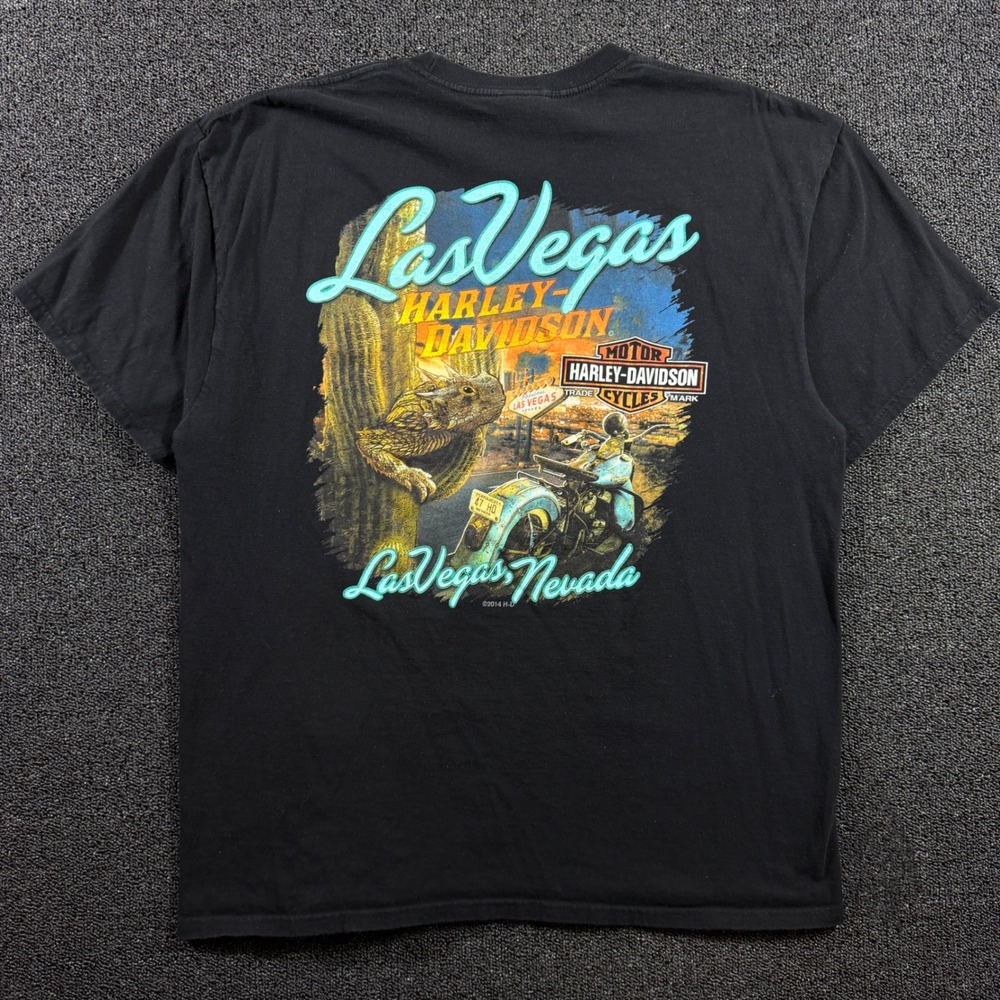 Harley Davidson Las Vegas, NV Men's XL Black Horned Toad Lizard Saguaro Cactus